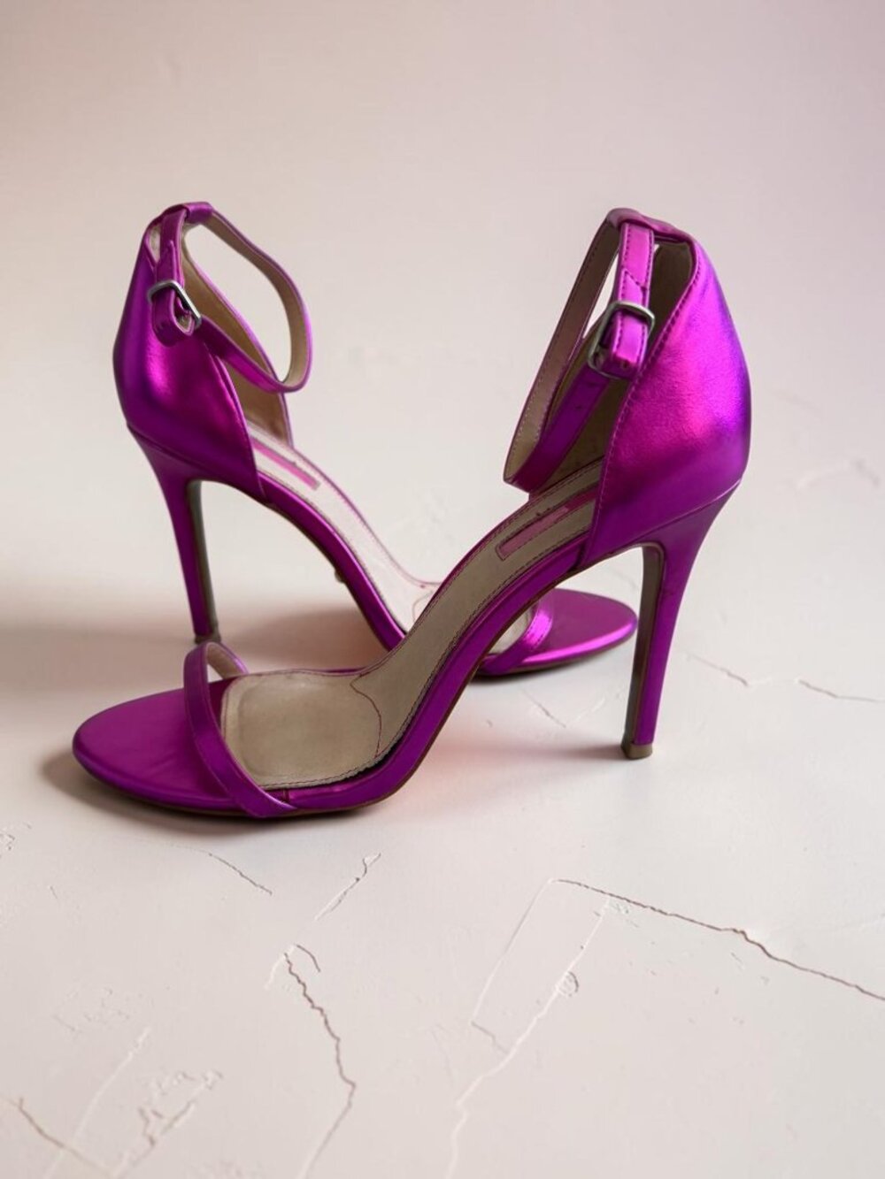TOPSHOP Pink Ankle Strap Sandals Heels Size 9.5